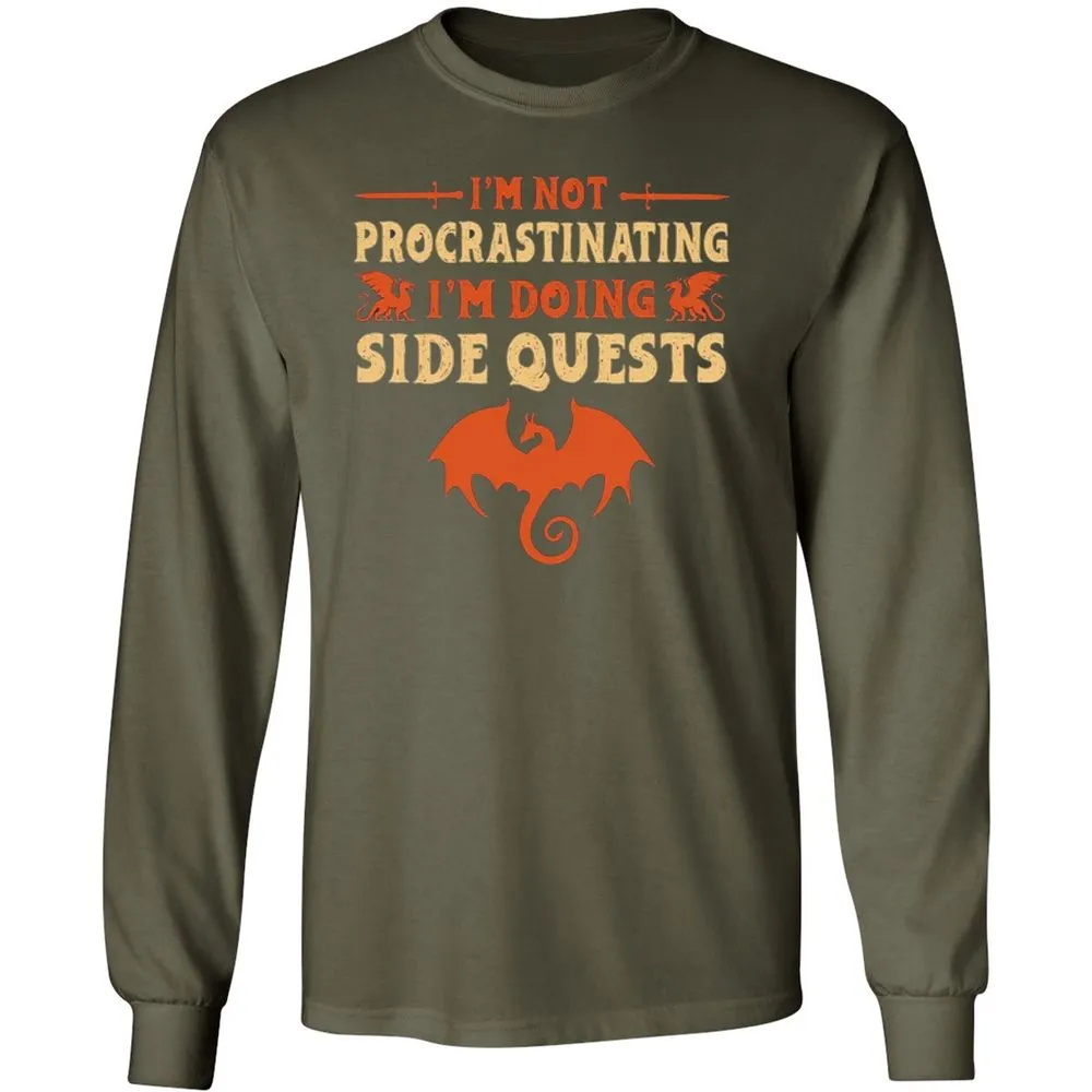 I'm Doing Side Quests Long Sleeve T-Shirt - Military Green - 16