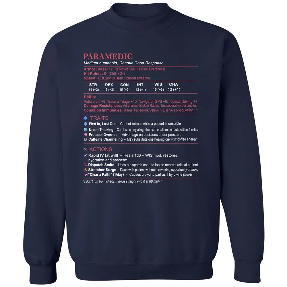 Paramedic Stats Classic Unisex Sweatshirt - Navy - 2
