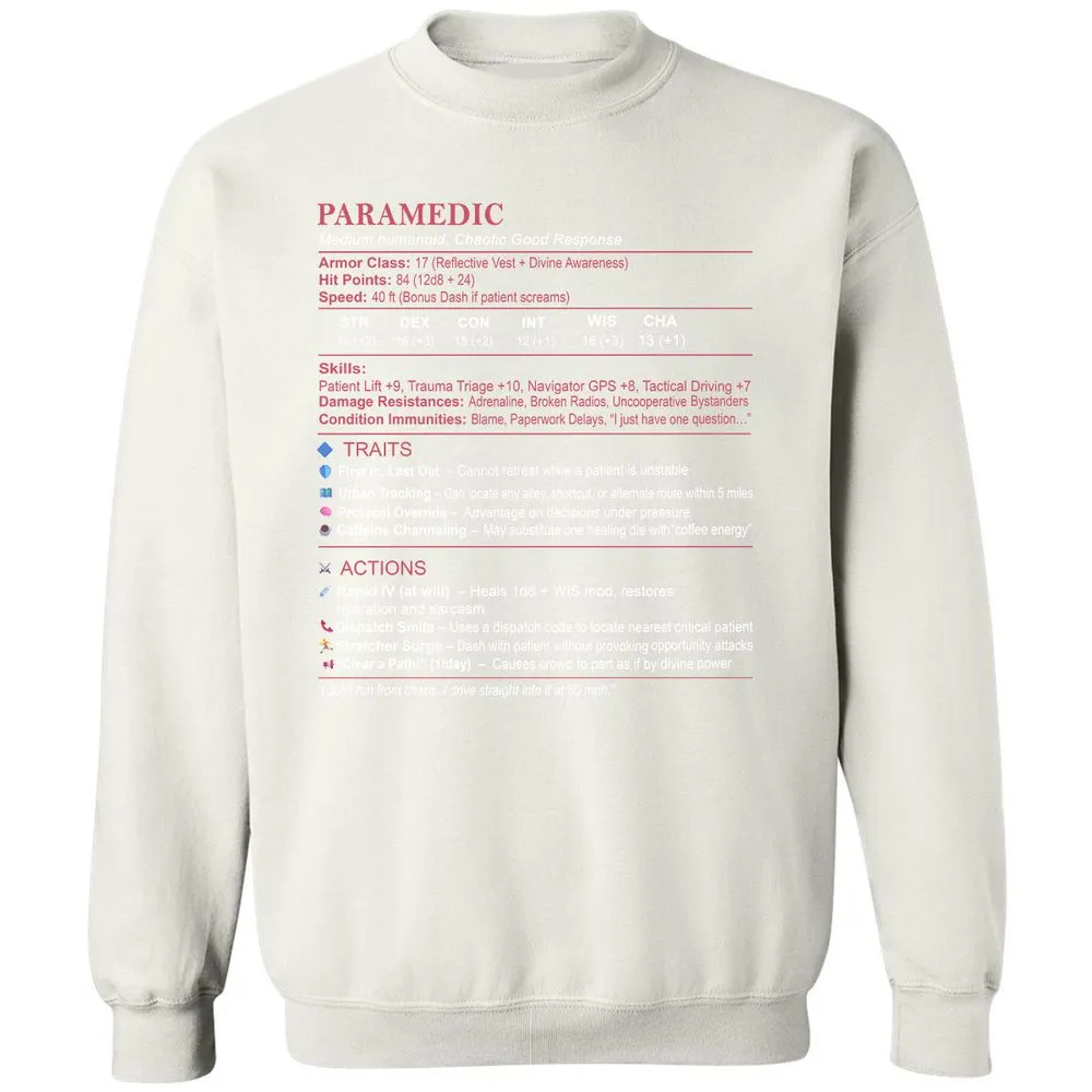 Paramedic Stats Classic Unisex Sweatshirt - White - 12