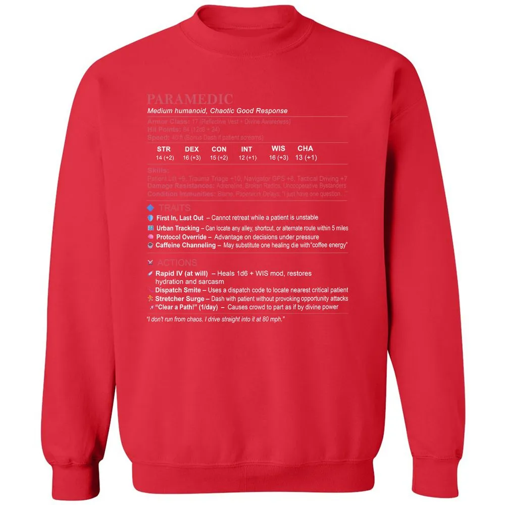 Paramedic Stats Classic Unisex Sweatshirt - Red - 5