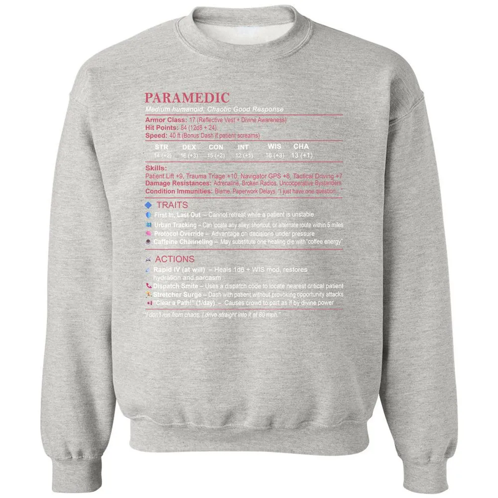 Paramedic Stats Classic Unisex Sweatshirt - Ash - 8