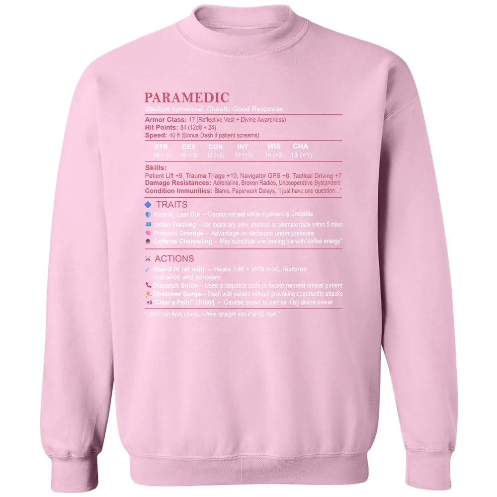 Paramedic Stats Classic Unisex Sweatshirt - Light Pink - 3