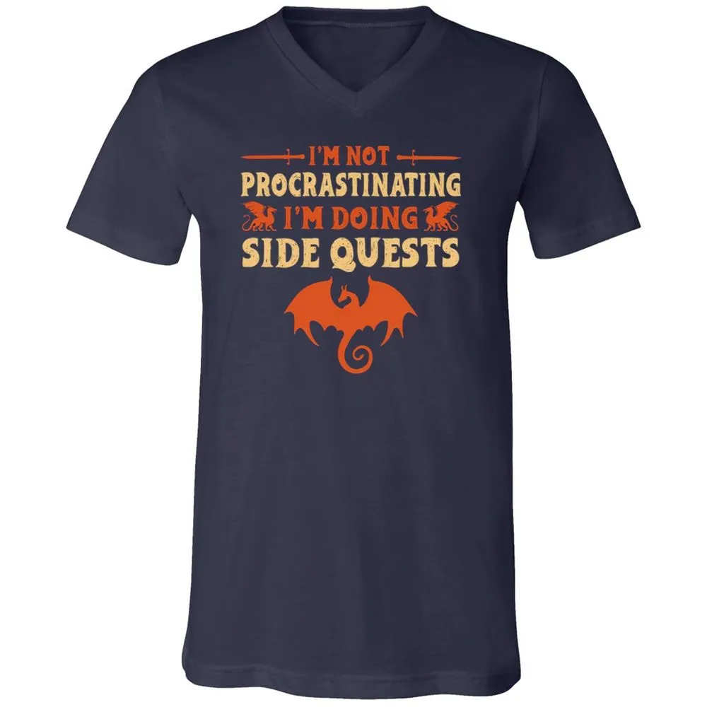 I'm Doing Side Quests Unisex V-Neck T-Shirt - Navy - 2