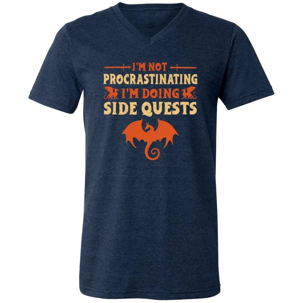 I'm Doing Side Quests Unisex V-Neck T-Shirt - Heather Navy - 15