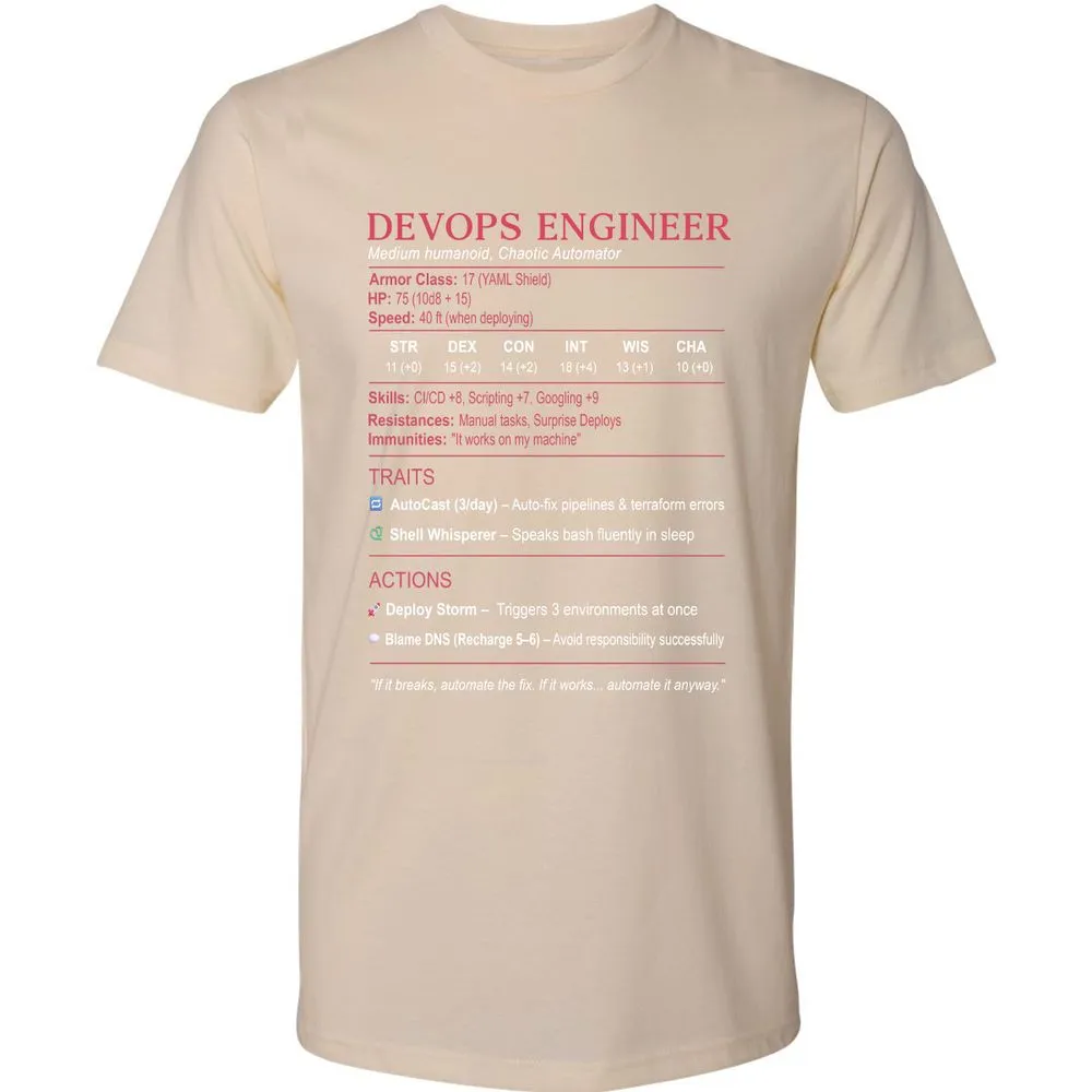 DevOps Engineer Stats Premium Unisex T-Shirt - Cream - 14