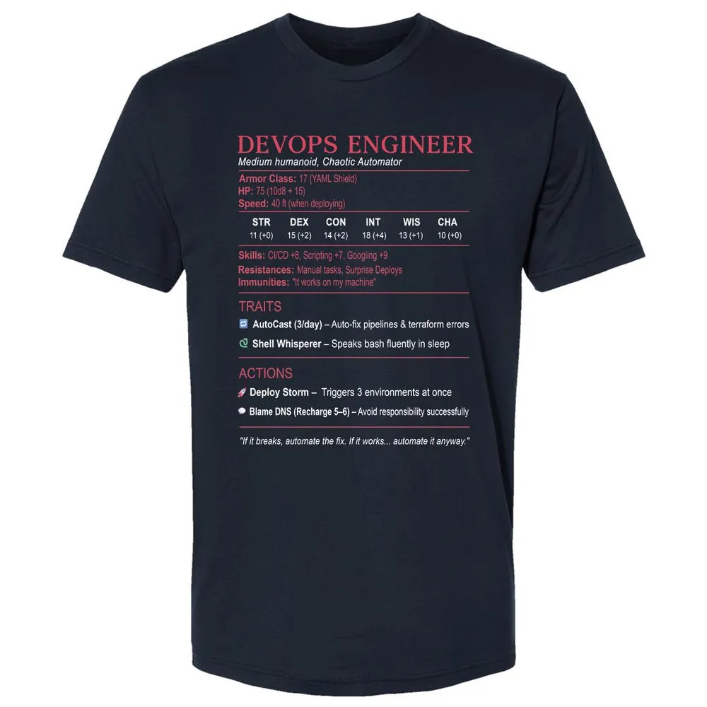 DevOps Engineer Stats Premium Unisex T-Shirt - Midnight Navy - 2