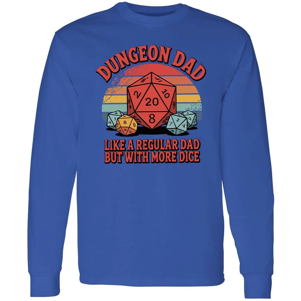 Dungeon Dad With More Dice Long Sleeve T-Shirt - Royal - 8