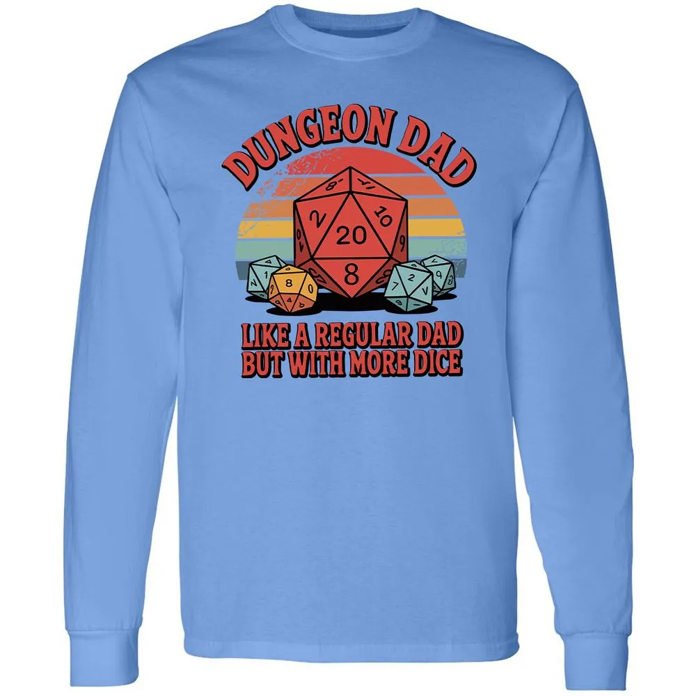 Dungeon Dad With More Dice Long Sleeve T-Shirt - Carolina Blue - 12