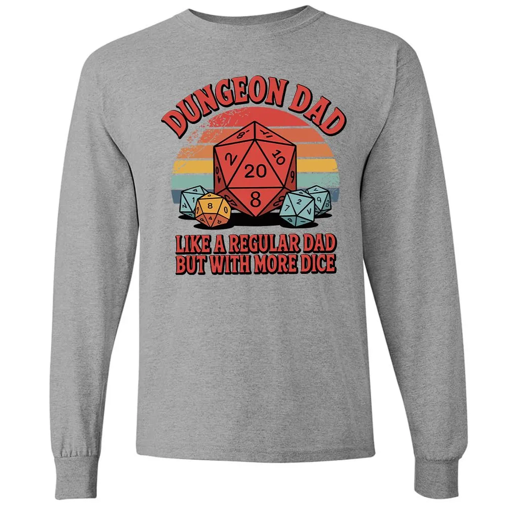 Dungeon Dad With More Dice Long Sleeve T-Shirt - Graphite Heather - 6