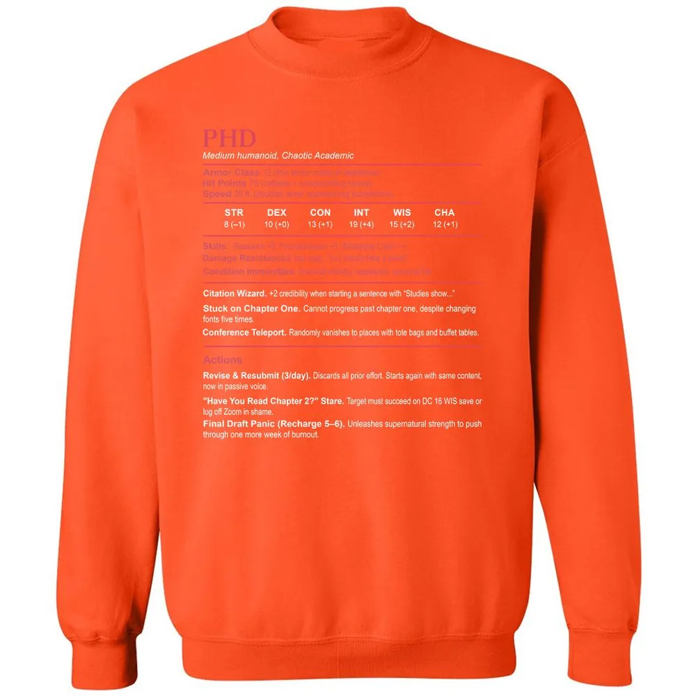 PhD Stats Classic Unisex Sweatshirt - Orange - 10