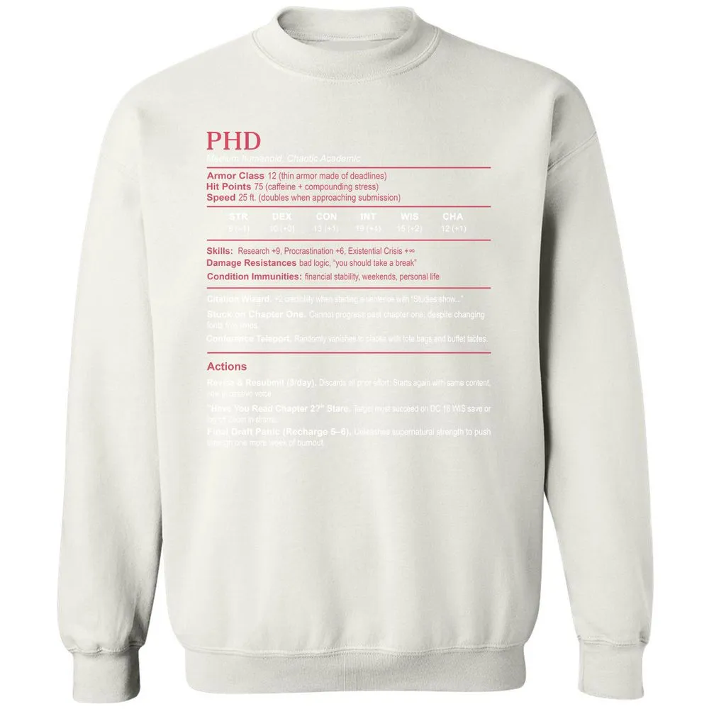 PhD Stats Classic Unisex Sweatshirt - White - 12