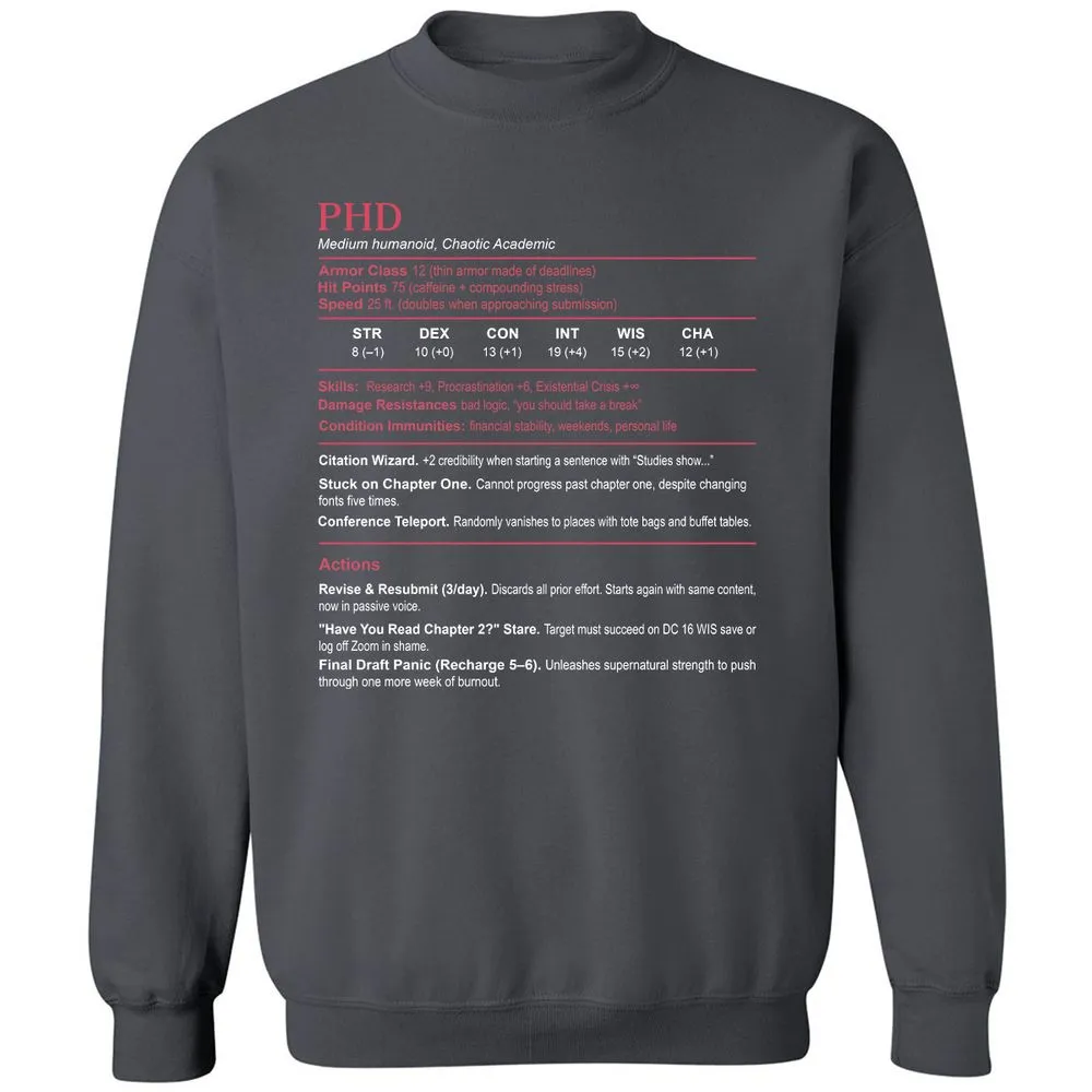 PhD Stats Classic Unisex Sweatshirt - Charcoal - 7
