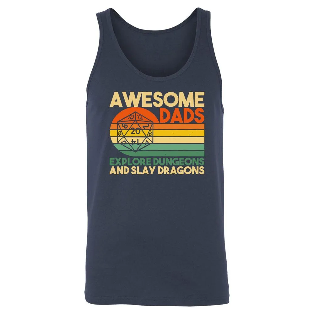 Awesome Dads Explore Dungeons Unisex Jersey Tank - Navy - 2