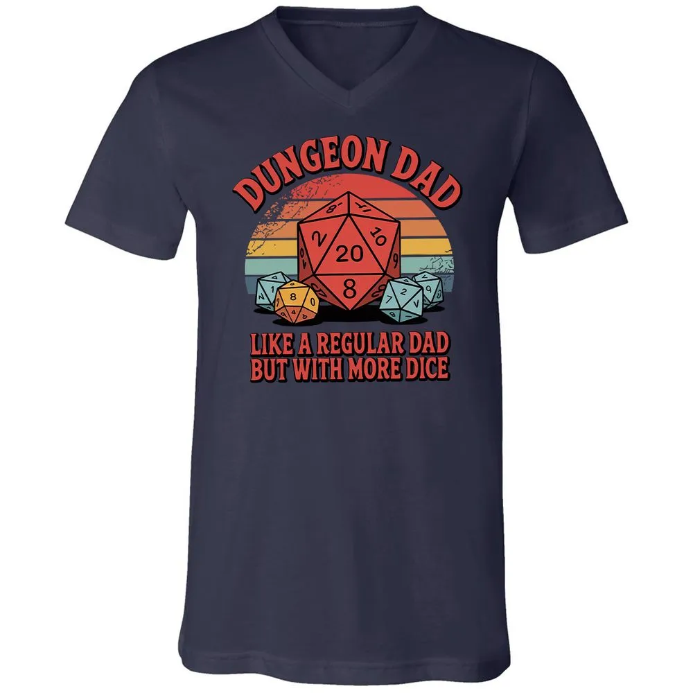 Dungeon Dad With More Dice Unisex V-Neck T-Shirt - Navy - 2