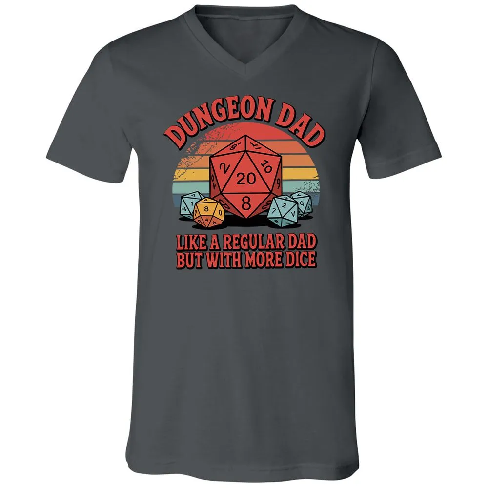 Dungeon Dad With More Dice Unisex V-Neck T-Shirt - Asphalt - 12