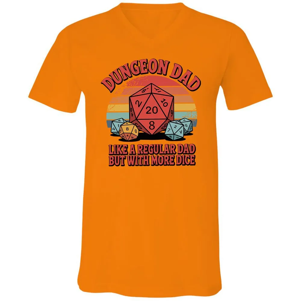 Dungeon Dad With More Dice Unisex V-Neck T-Shirt - Orange - 11