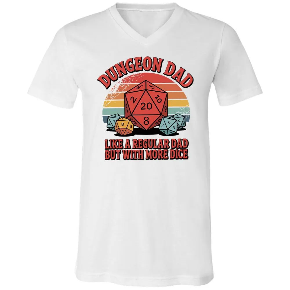 Dungeon Dad With More Dice Unisex V-Neck T-Shirt - White - 5