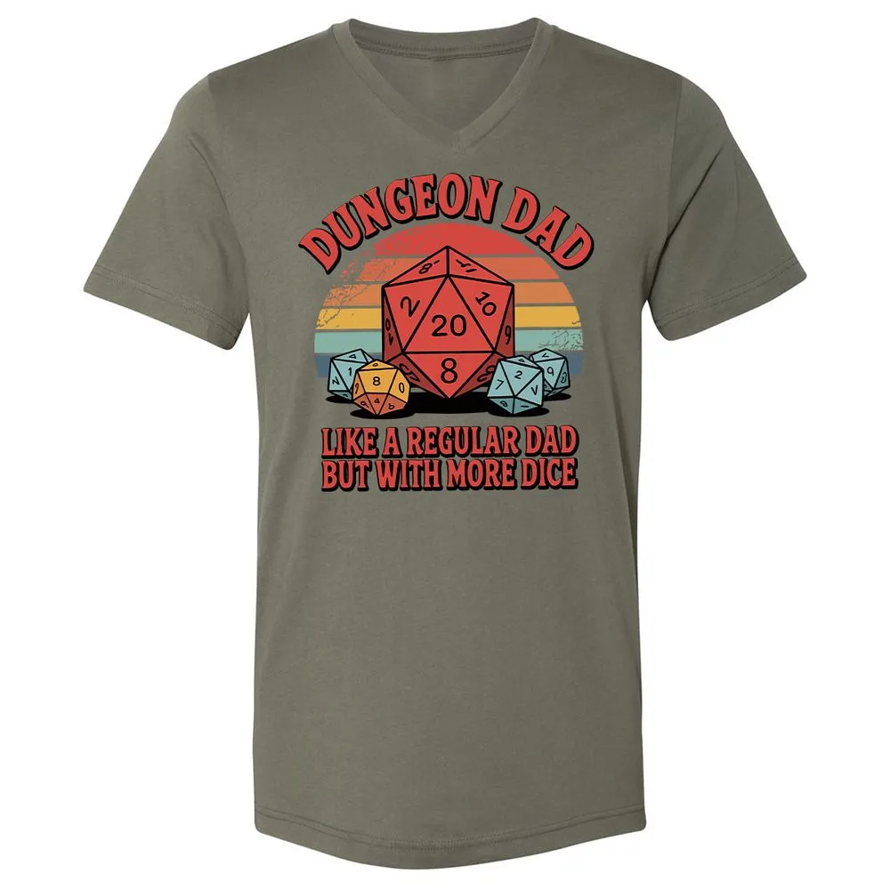 Dungeon Dad With More Dice Unisex V-Neck T-Shirt - Military Green - 10