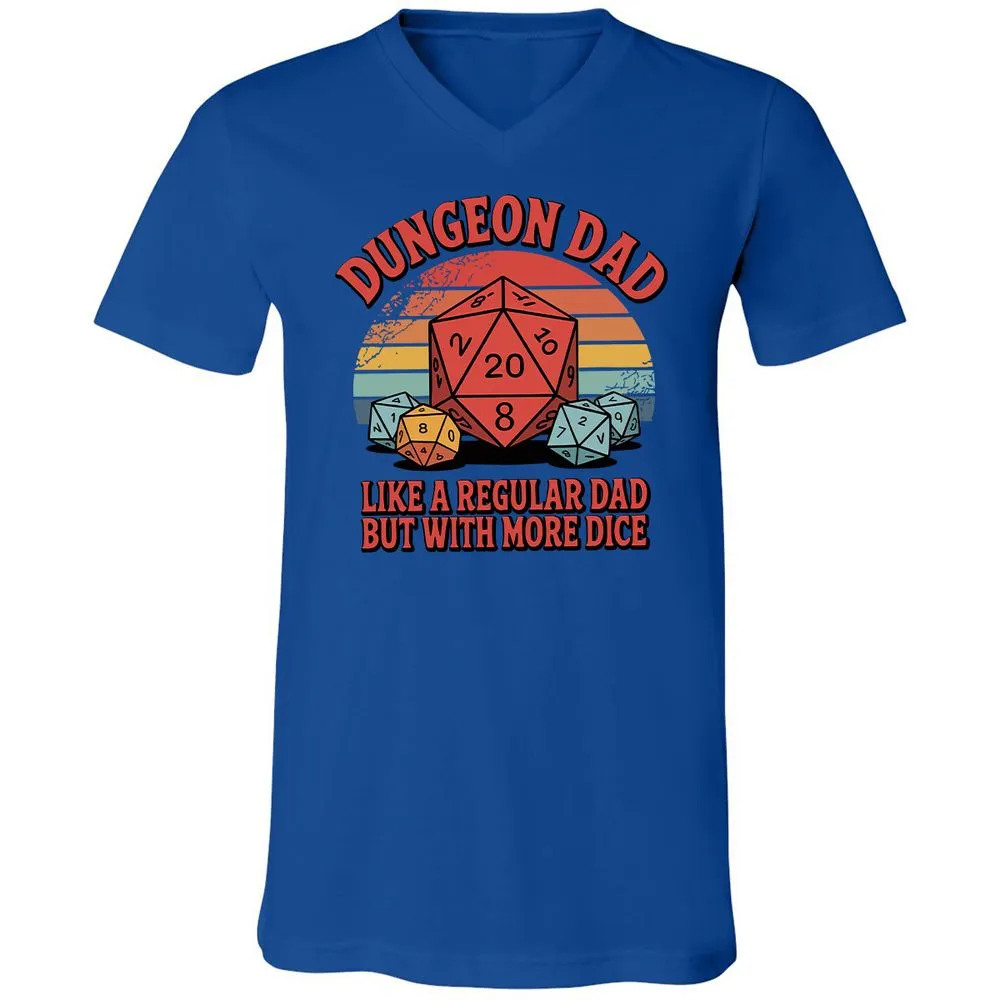 Dungeon Dad With More Dice Unisex V-Neck T-Shirt - True Royal - 4