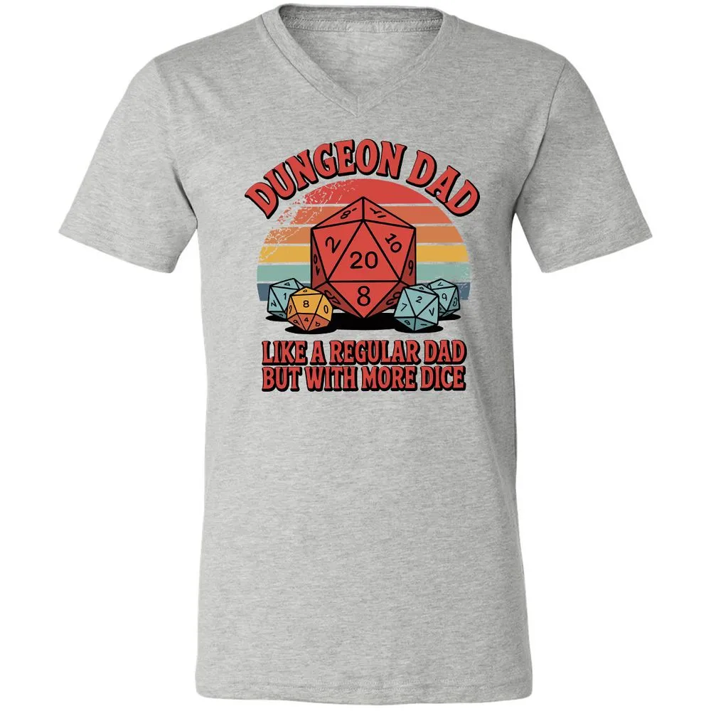 Dungeon Dad With More Dice Unisex V-Neck T-Shirt - Athletic Heather - 7