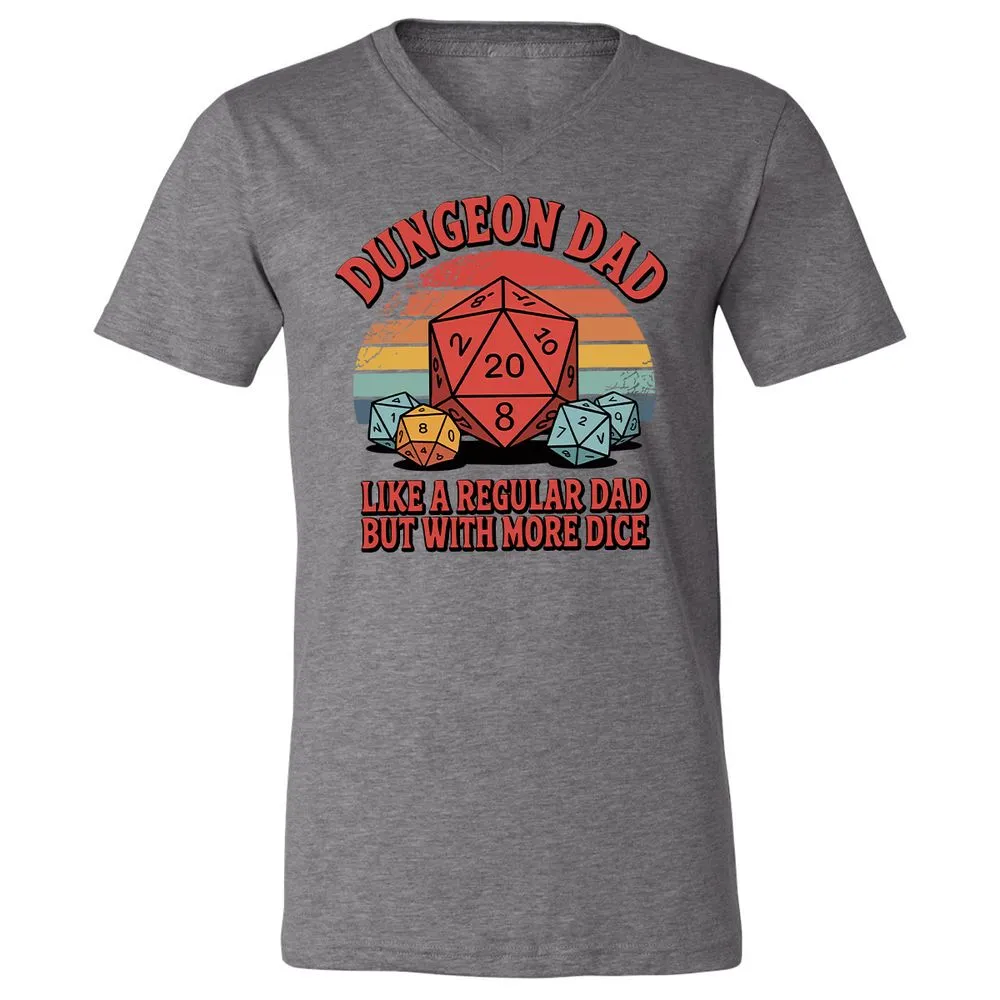Dungeon Dad With More Dice Unisex V-Neck T-Shirt - Deep Heather - 13