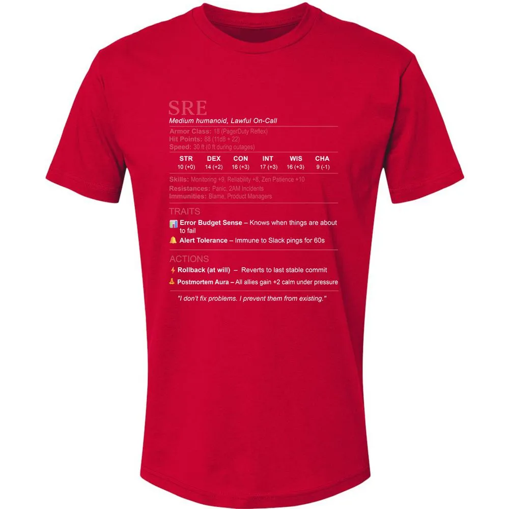 SRE Stats Premium Unisex T-Shirt - Red - 6