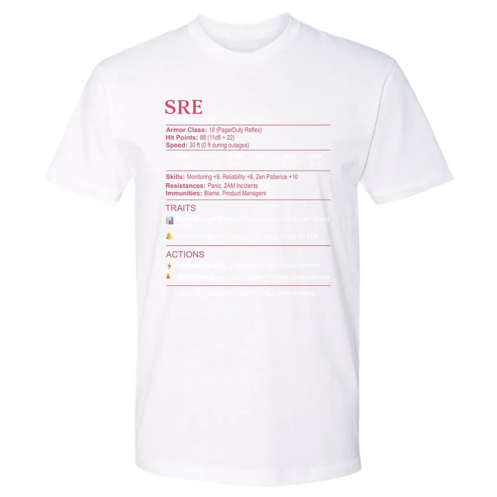 SRE Stats Premium Unisex T-Shirt - White - 4