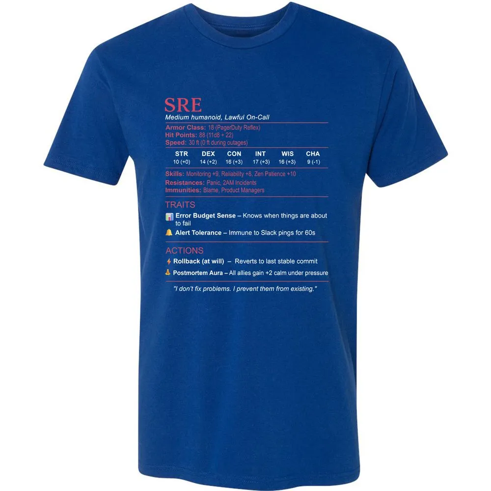 SRE Stats Premium Unisex T-Shirt - Royal - 10