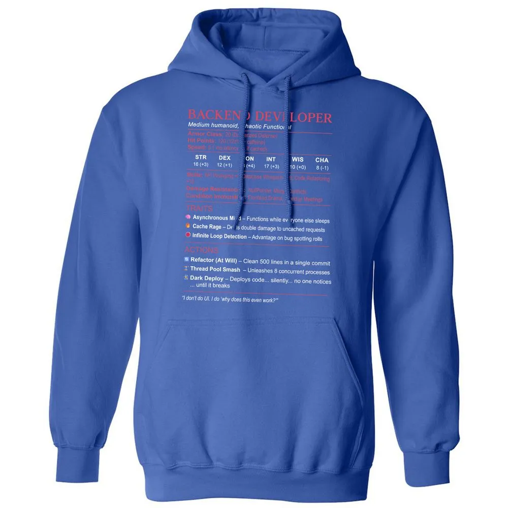 Backend Developer Stats Classic Unisex Hoodie - Royal - 9