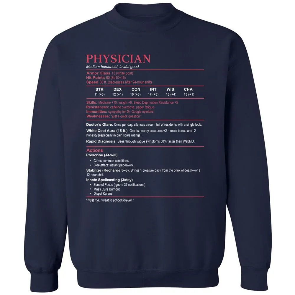 Physician Stats Classic Unisex Sweatshirt - Navy - 2