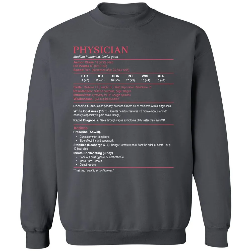 Physician Stats Classic Unisex Sweatshirt - Charcoal - 7