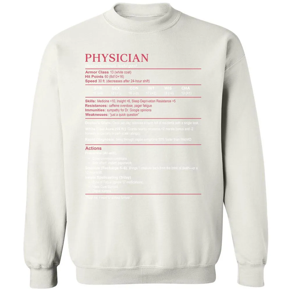 Physician Stats Classic Unisex Sweatshirt - White - 12