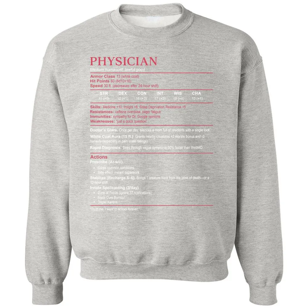 Physician Stats Classic Unisex Sweatshirt - Ash - 8