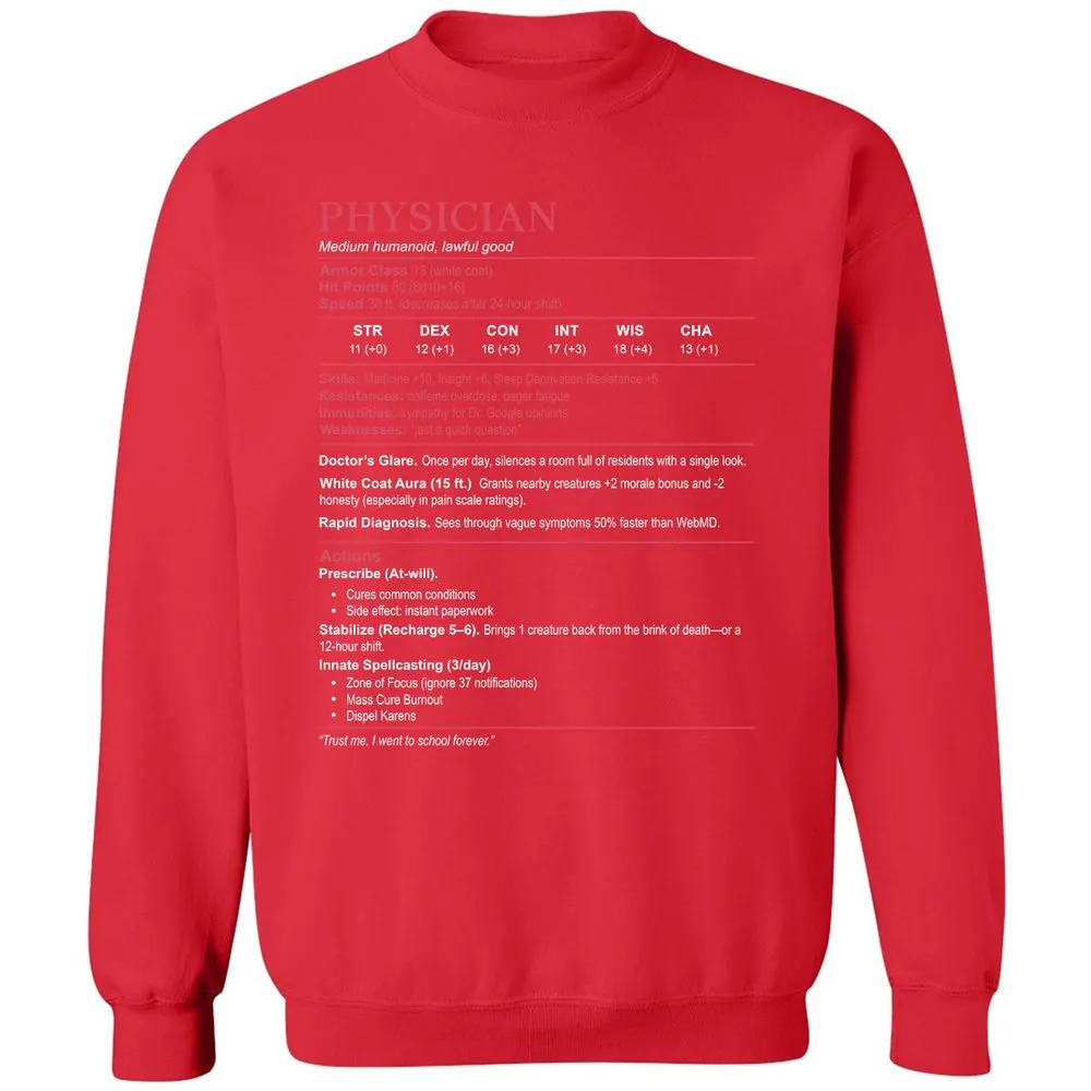 Physician Stats Classic Unisex Sweatshirt - Red - 5