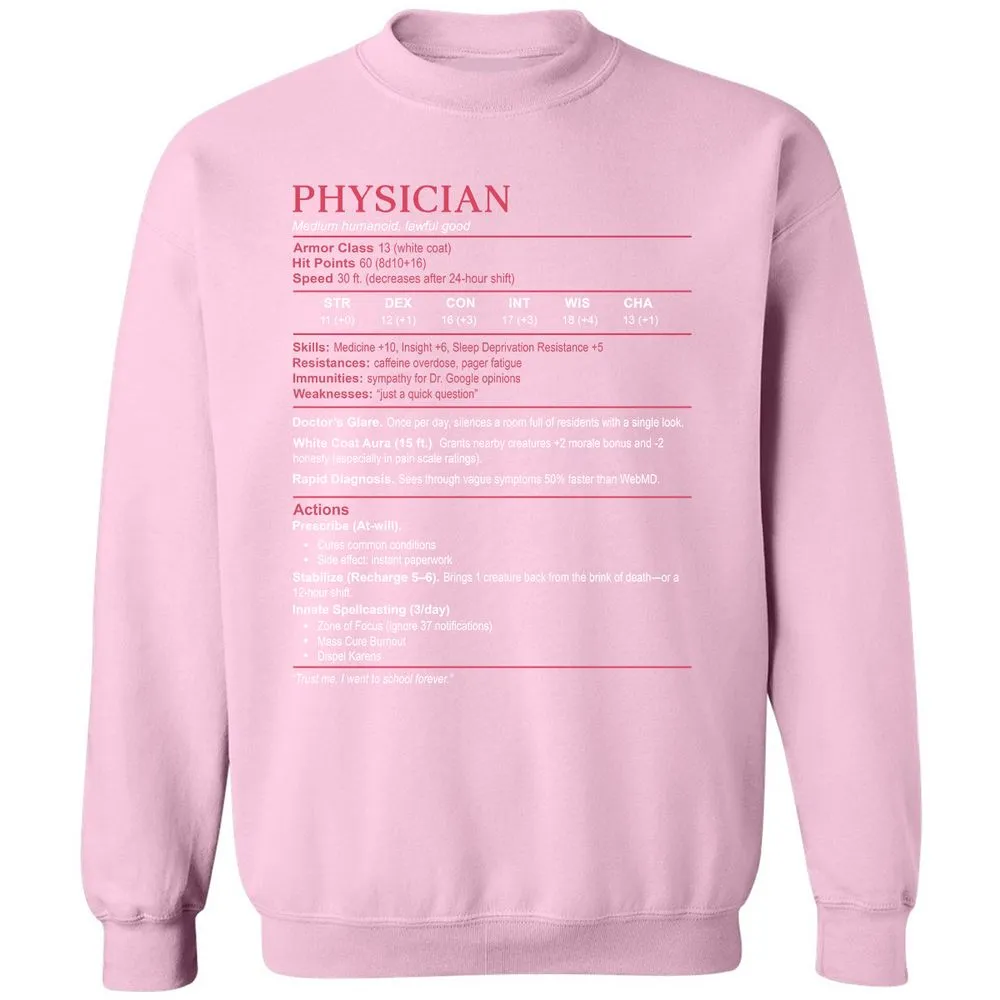 Physician Stats Classic Unisex Sweatshirt - Light Pink - 3