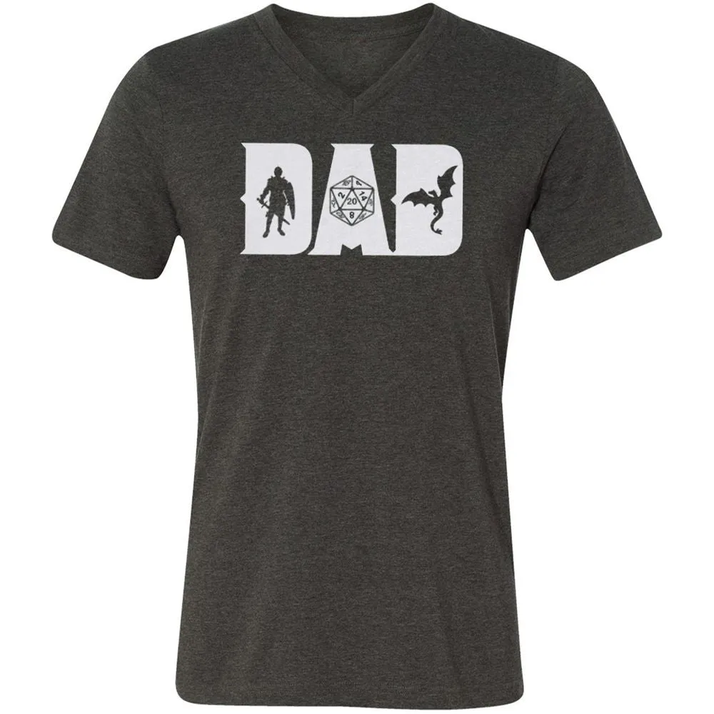 Dad Fathers Day Unisex V-Neck T-Shirt - Dark Grey Heather - 8