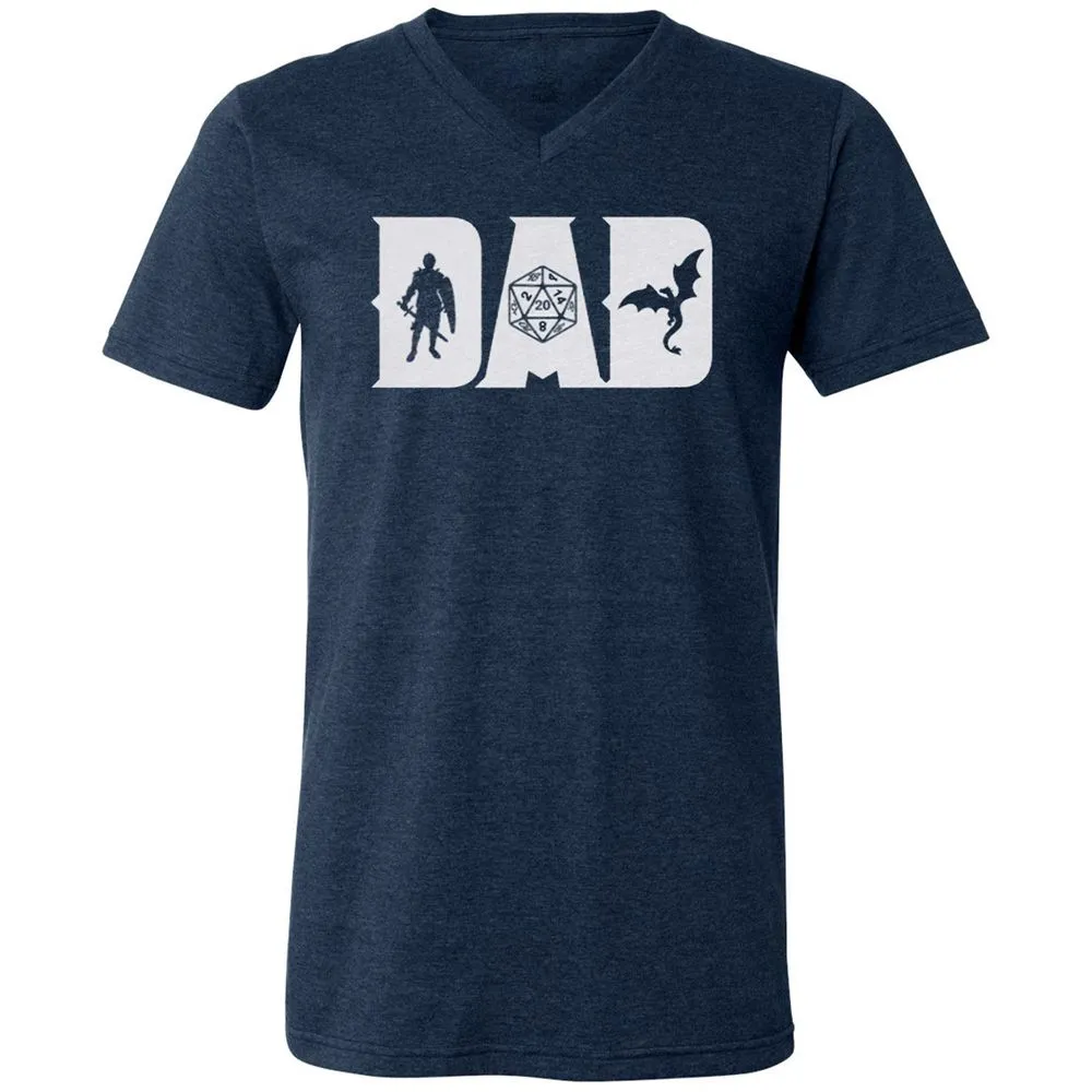 Dad Fathers Day Unisex V-Neck T-Shirt - Heather Navy - 15