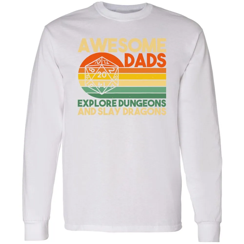 Awesome Dads Explore Dungeons Long Sleeve T-Shirt - White - 5