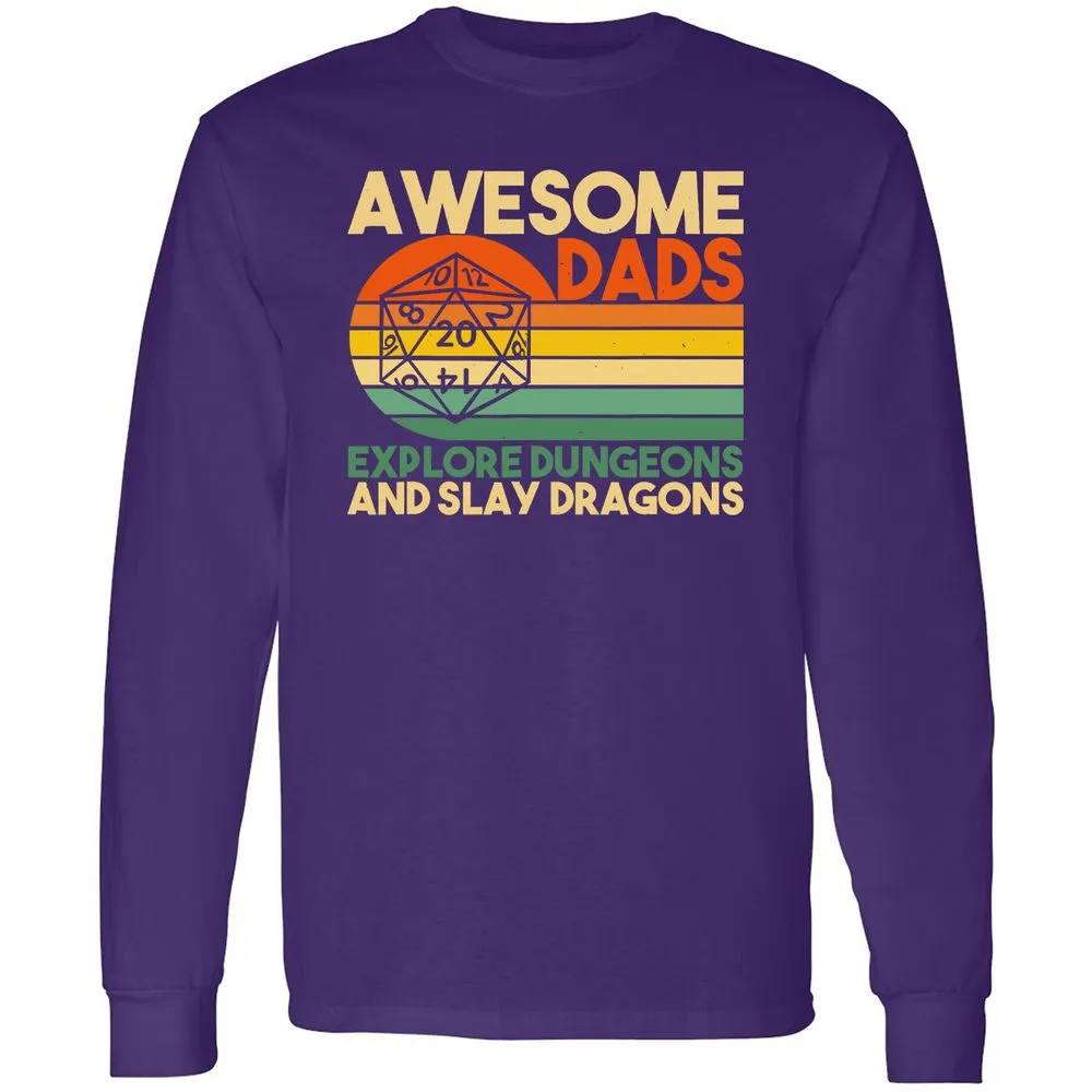 Awesome Dads Explore Dungeons Long Sleeve T-Shirt - Purple - 13