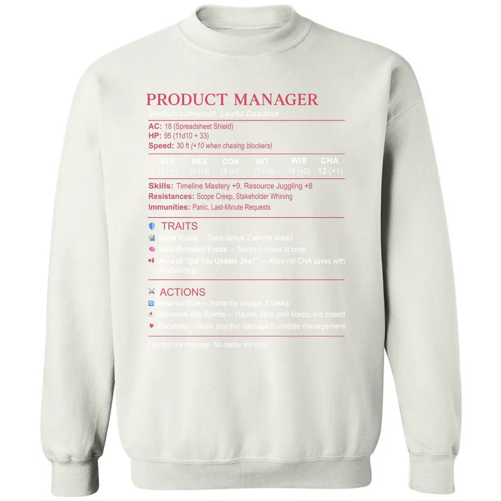 Product Manager Stats (PM) Classic Unisex Sweatshirt - White - 12