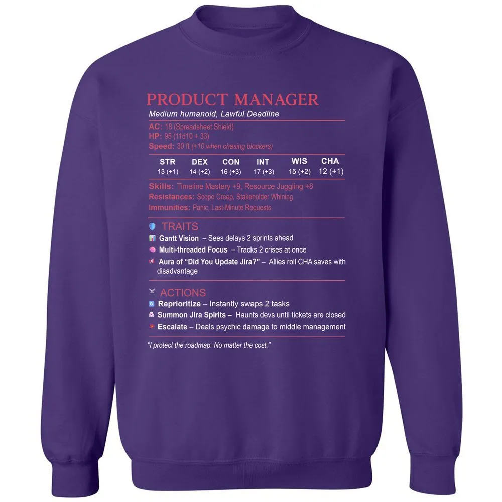 Product Manager Stats (PM) Classic Unisex Sweatshirt - Purple - 6