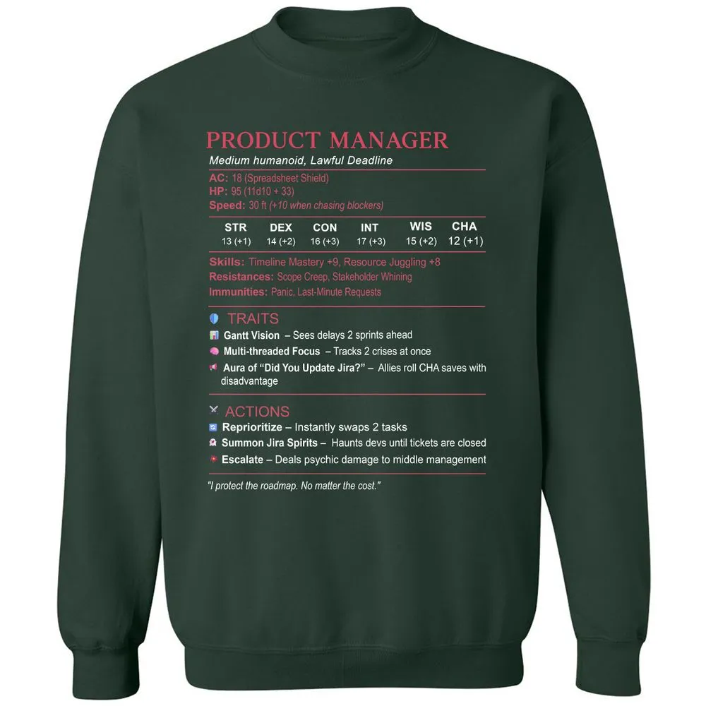 Product Manager Stats (PM) Classic Unisex Sweatshirt - Forest Green - 4