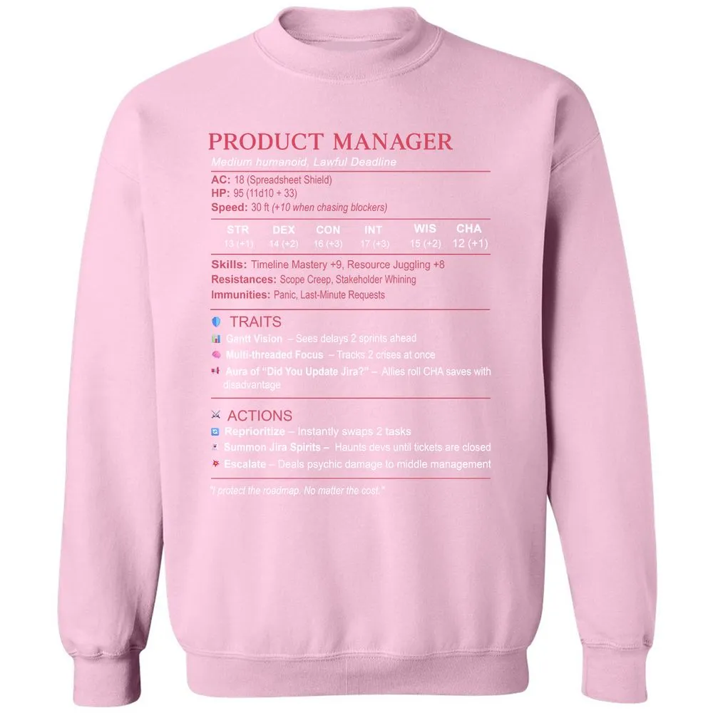 Product Manager Stats (PM) Classic Unisex Sweatshirt - Light Pink - 3