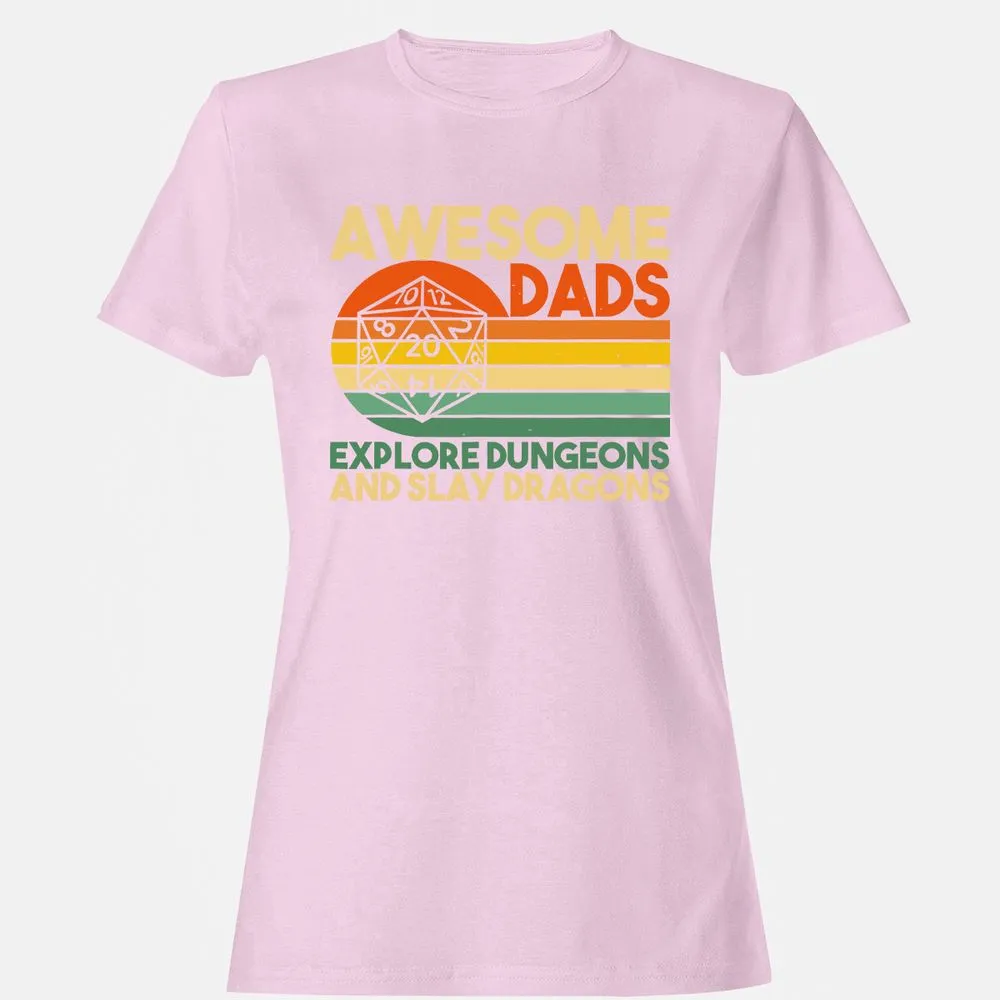 Awesome Dads Explore Dungeons Women's T-Shirt - Light Pink - 9