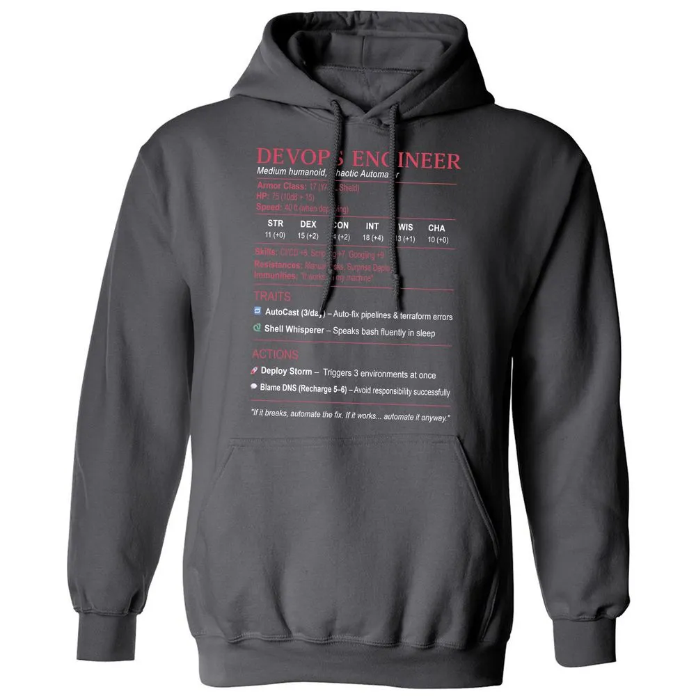 DevOps Engineer Stats Classic Unisex Hoodie - Charcoal - 7