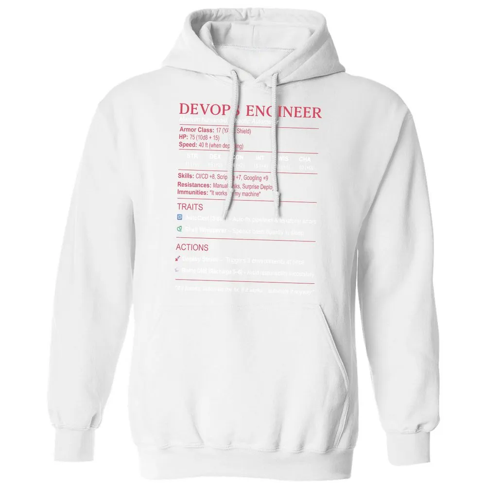 DevOps Engineer Stats Classic Unisex Hoodie - White - 11