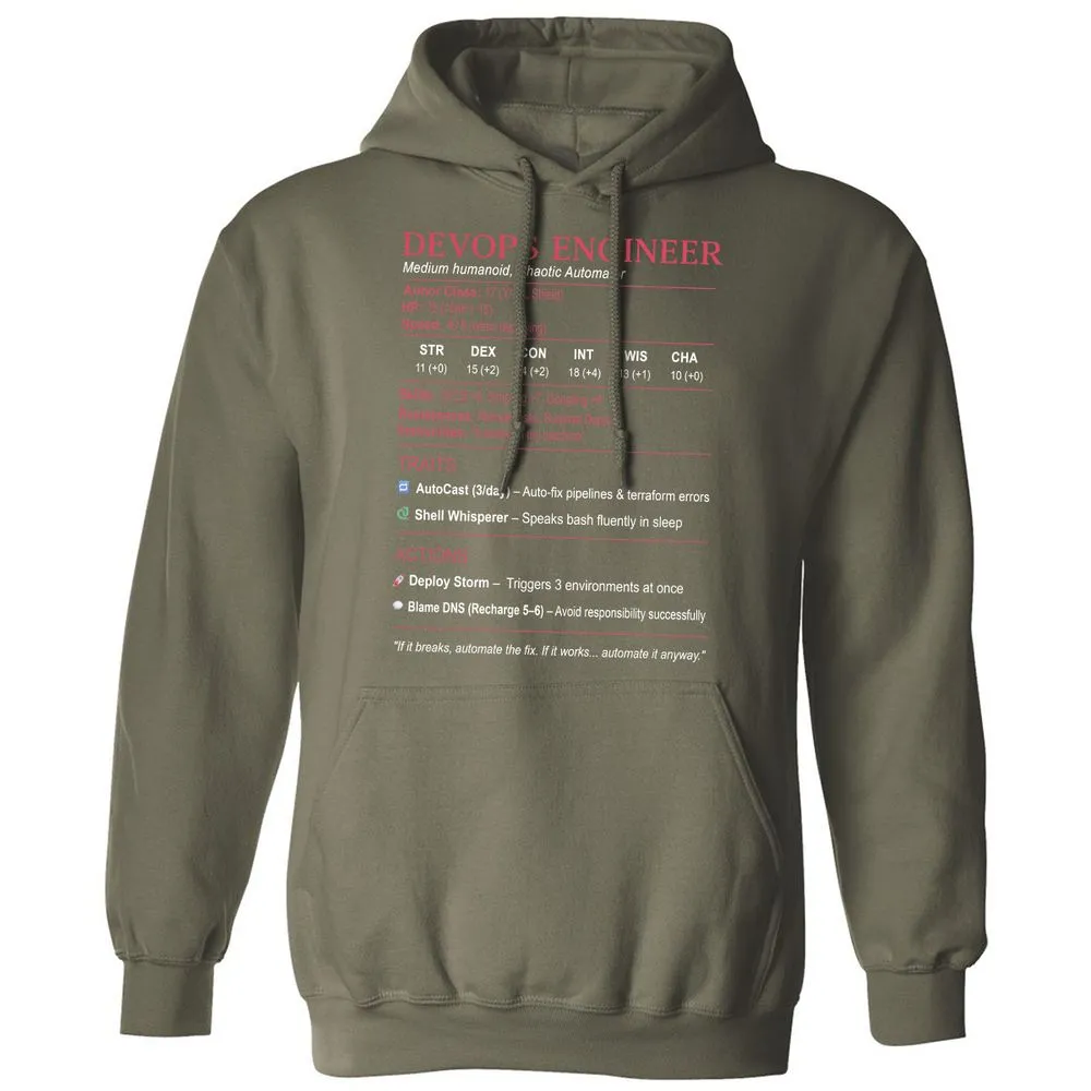 DevOps Engineer Stats Classic Unisex Hoodie - Military Green - 4