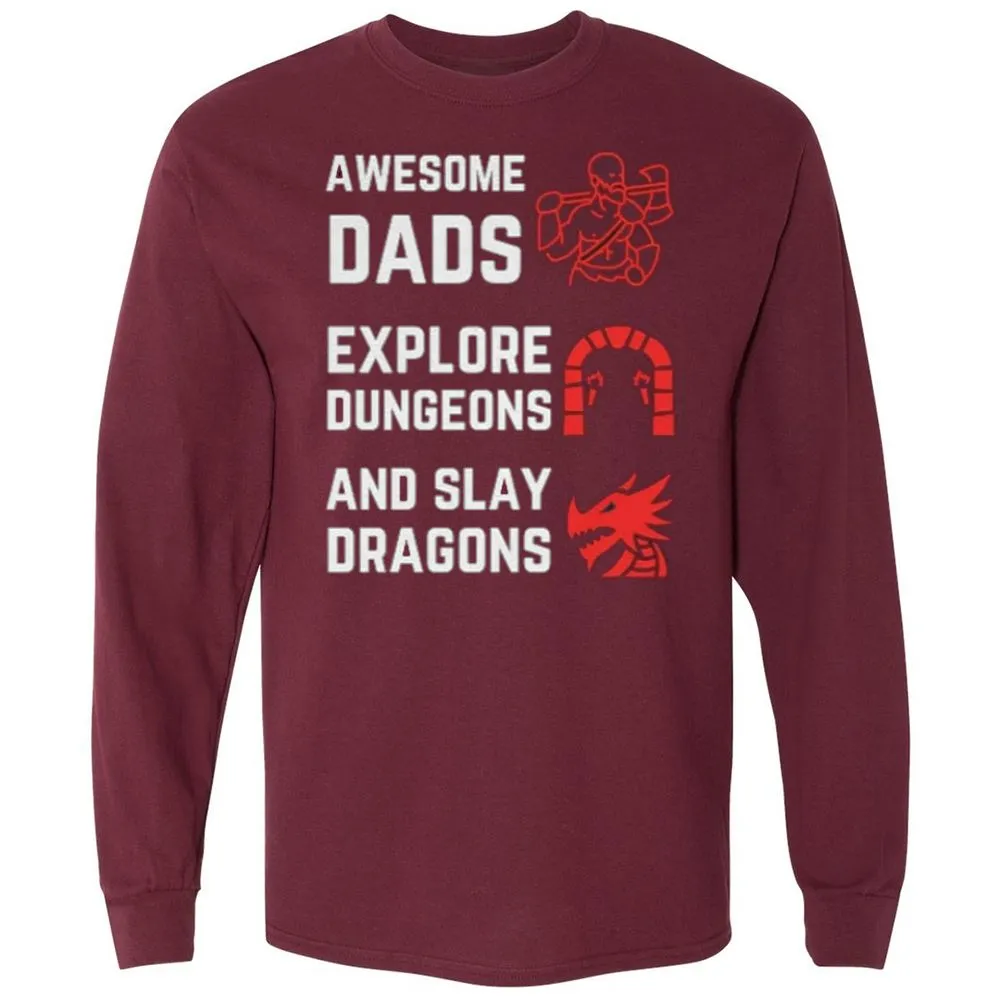 Awesome Dad Fathers Day Long Sleeve T-Shirt - Maroon - 11