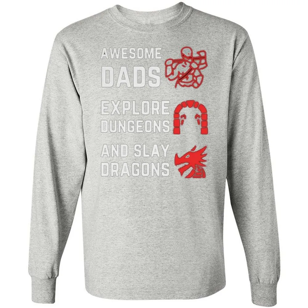 Awesome Dad Fathers Day Long Sleeve T-Shirt - Ash - 7