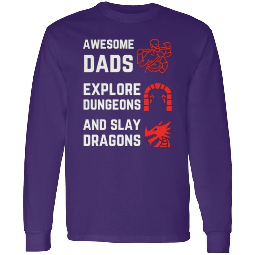 Awesome Dad Fathers Day Long Sleeve T-Shirt - Purple - 13